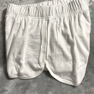 Victoria’s Secret PINK Varsity Terry Shorts Optic White Small NWT